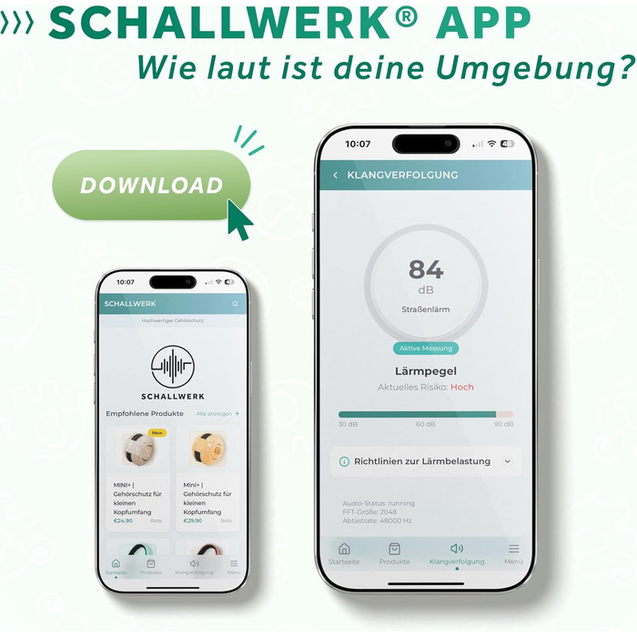 Schallwerk Mini+ - Шумоізоляційні навушники для малюків (Jungle Green)