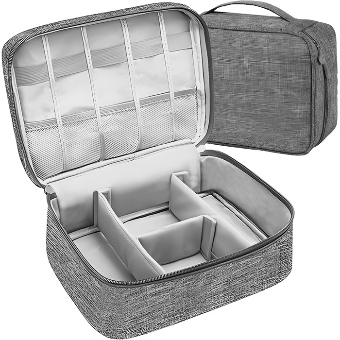 Органайзер для кабелів та аксесуарів Retoo: кейс для подорожей, USB-кабелі, Power Bank, карти, телефон, зарядні пристрої, сірий