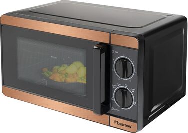 Мікрохвильова піч Bestron 700 Вт з мідною колекцією, 6 рівнів потужності, таймер 30 хв, поворотний піднос 24.5 см