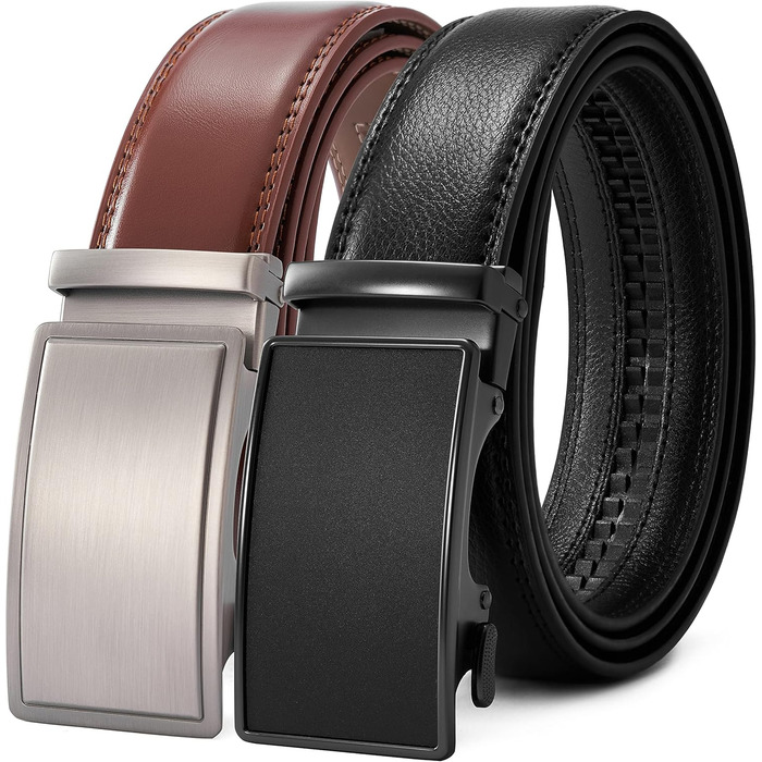 Чоловічий шкіряний ремінь з пряжкою-рапелем, великий та тонкий, регульований (110см/28'-36' та 165см/52'-60' розмір), 2 шт.