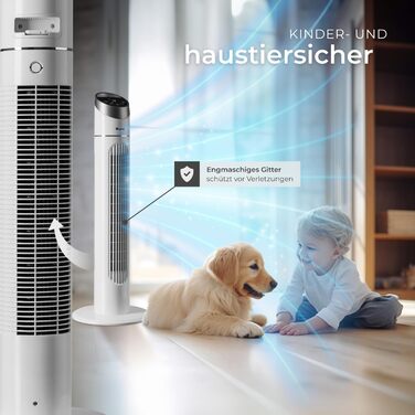 Турбо-вентилятор Tectake з пультом та таймером: тихий, мобільний, 3 швидкості, 31 x 90 см