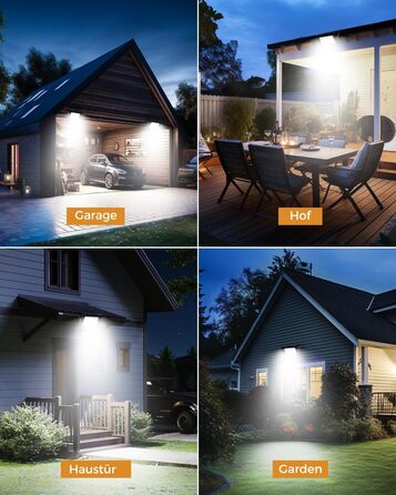 LED прожектор з датчиком руху для вулиці, 30Вт, суперяскравий, з пультом, водонепроникний IP66, 6500K холодне світло, для саду, гаража, двору, настінний, 2 шт.