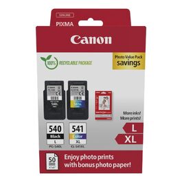 Комплект оригінальних картриджів Canon FINE PG-540XL (чорний) та CL-541XL (кольоровий) з фотопапером