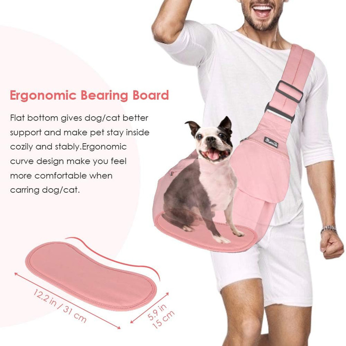 Сумка-переноска для собак Nasjac, ручне кріплення, з підставками для дна, комфортна, з регульованим плечовим ременем та кишенею на блискавці, для маленьких собак та котів, для подорожей на відкритому повітрі (Рожева)