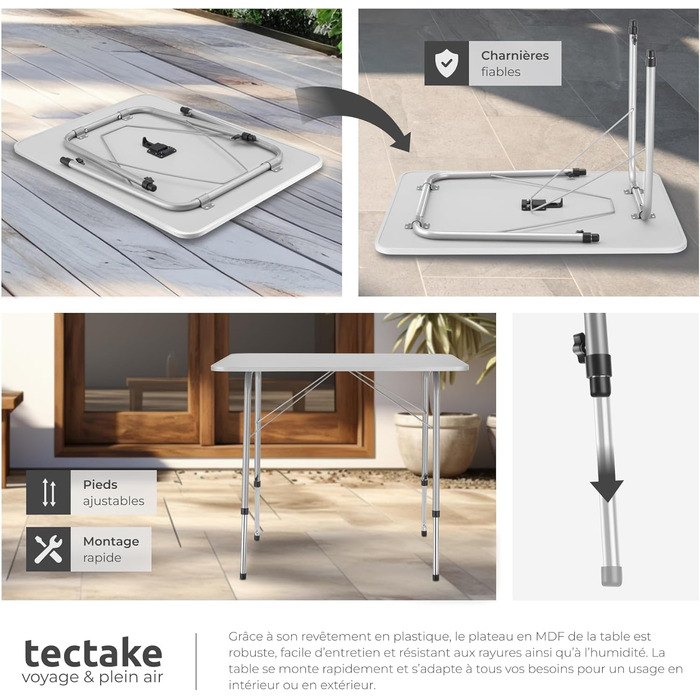 Складний алюмінієвий стіл Tectake для кемпінгу, саду, тераси, балкону (80x60x68 см, модель 402173)