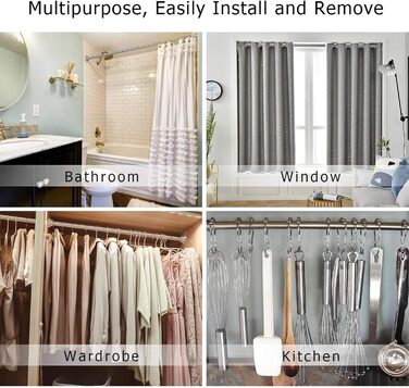 Штанга для душу Siler без свердління, розтягувана, з нержавіючої сталі, 48-200 см (Срібло)