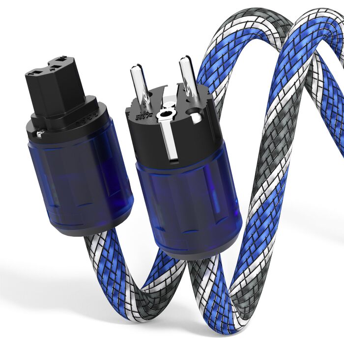 Hi-Fi мережевий кабель Monosaudio P037 1.5м, мідний екран OFC, 2-полюсний High-End кабель живлення AC з вилкою EU Schuko та роз'ємом IEC C15 для підсилювача, DVD, сабвуфера та декодера