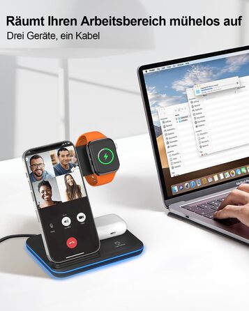 Бездротова зарядка 3-в-1 для Apple iPhone, Apple Watch та AirPods (чорний)