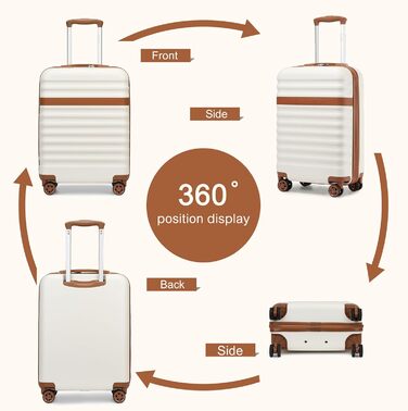 Чемодан-тележка KONO, XL, ABS+PC, з TSA замком (кремовий/коричневий)