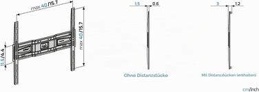 Настінний кронштейн для телевізора Meliconi Slimstyle Plus 400 S, фіксований, для ТВ 40-82 дюймів, VESA 200-300-400, для гіпсокартону, Made in Italy
