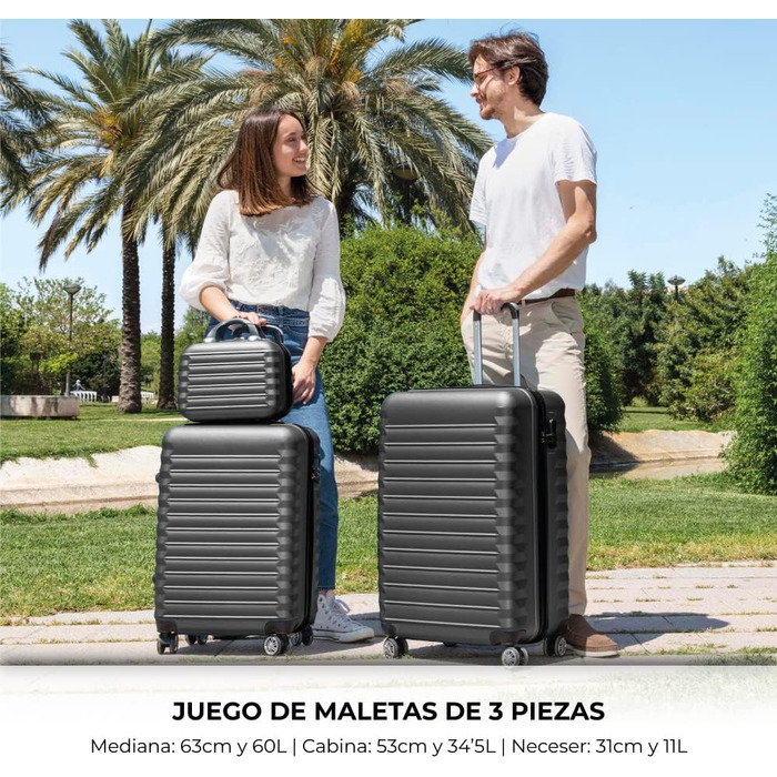 Набір валіз NUMADA 4 шт. (75см, 63см, 53см, культиватор), ABS, жорсткий, водостійкий, з коліщатами, з замком