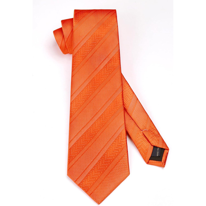 HISDERN Комплект краватки та нагрудного хустинки в смужку (Помаранчевий) для чоловіків