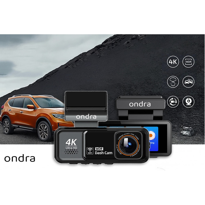 Автомобільний відеореєстратор 4K Ultra HD з GPS, Wi-Fi та камерою заднього виду