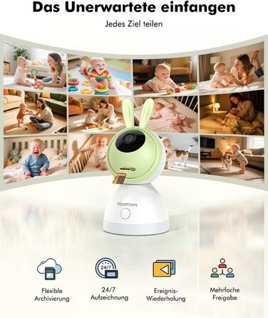 Дитячий відеоняня YESIMOM з камерою 1080P HD, PTZ 360°, Wi-Fi, монітор 4.3