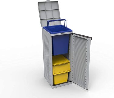 Шафа для сортування сміття Terry Ecocab 2, для приміщень та вулиці, з 2 роздільними відсіками, сіра, 68x39x88,7 см