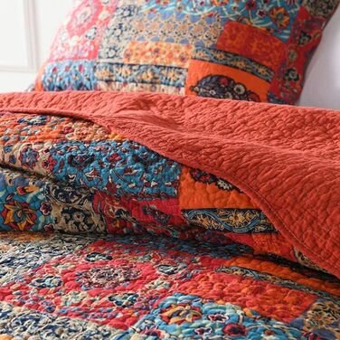 Покривало Qucover Shabby Chic 250x270 см, стьобане, бавовна, комплект з наволочками, патчворк у сільському стилі для двоспального ліжка