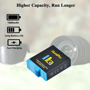 Акумулятор DuraPro 2X + LED зарядний пристрій 3-слоти USB Type-C для GoPro Hero 12/11/10/9 Black