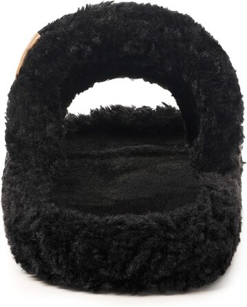 Домашні тапочки Dokela для жінок з меморі-піною, м'які, з штучним хутром, відкриті, легкі, неслизькі, для дому, теплі, зручні, модель slip-on (41/42 EU, чорний)