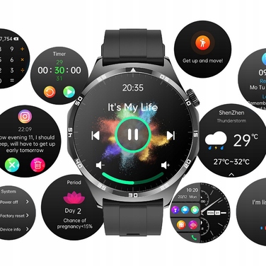 Смарт-годинник Bartomtime Kardiowatch Mtech3 з функціями ЕКГ та вимірювання глюкози, сріблястий