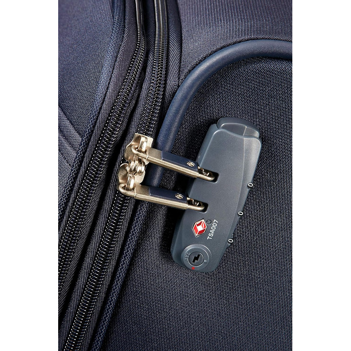 Валіза Samsonite Base Boost Spinner M, розширювана, 66 см, 67,5–73,5 л, чорна/синя, дорожня валіза на 4 колесах