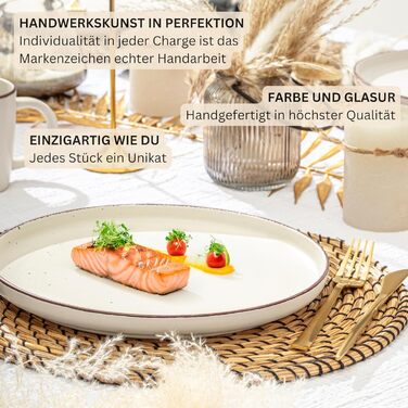 Набір посуду SÄNGER Kombiservice 30 предметів (6 осіб) з кераміки: 6 тарілок для їжі, 6 тарілок для десерту, 6 мисок, 6 тарілок для пасти, 6 чашок до кави. Сучасний набір посуду VALUE COLLECTION (Bombay Beach)