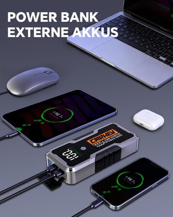 CARHEV 7000A Пусковий пристрій (Powerbank) для автомобіля 12V, для бензину/дизеля, з QC 3.0 USB, LED