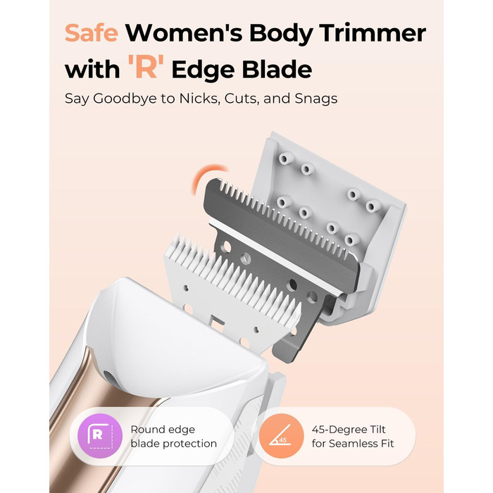 Електричний жіночий тіло-тример PRITECH для бікіні. Вологозахищений (IPX7), USB, з зарядною станцією