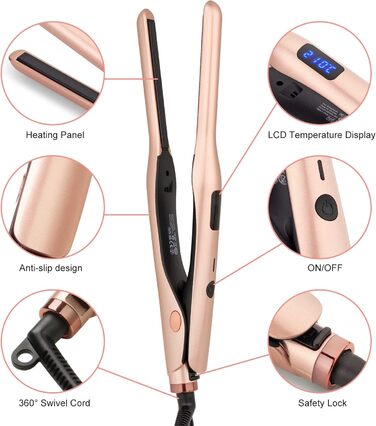 Професійний випрямляч для волосся JAETON Mini Rose Gold 2 в 1 (130-220°C) з рукавичкою