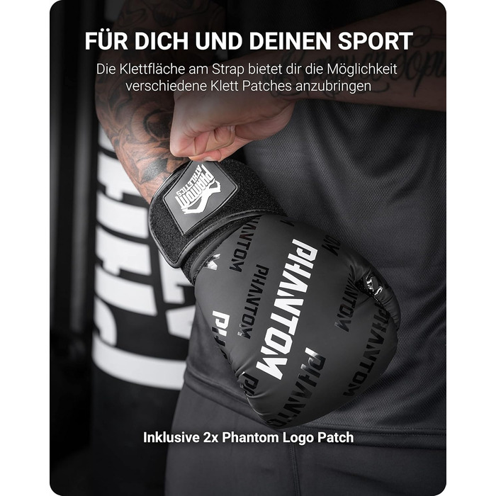 Боксерські рукавички Phantom Apex | MMA, тайський бокс | Чоловічі (Velcro, чорний, 14 Oz)