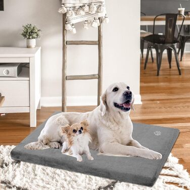 EMPSIGN Dog Bed for Large Dogs, Washable Dog Cushion, Waterproof Dog Bed L 89x56cmx7.6cm, Dog Cushion Suitable for Cages, Dog Mat with Removable and Washable Cover for Large Dogs, Grey (XXL (119*74*5.8cm))