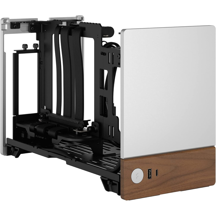 Корпус для ігрового ПК Fractal Design Terra Wood Walnut - mITX, PCIe 4.0, USB Type-C, анодований алюміній (срібло)