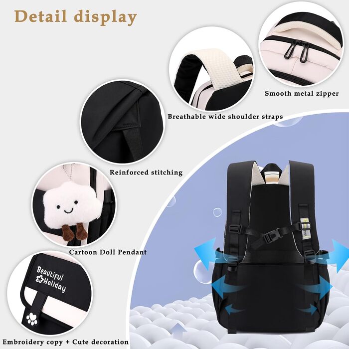 Шкільний рюкзак для дівчаток та хлопчиків-підлітків, рюкзак для жінок, великий шкільний ранець на 15.6 дюймів, рюкзак для ноутбука, шкільна сумка водонепроникна, рюкзак для школи, шкільні сумки для хлопчиків та дівчаток, бежевий колір