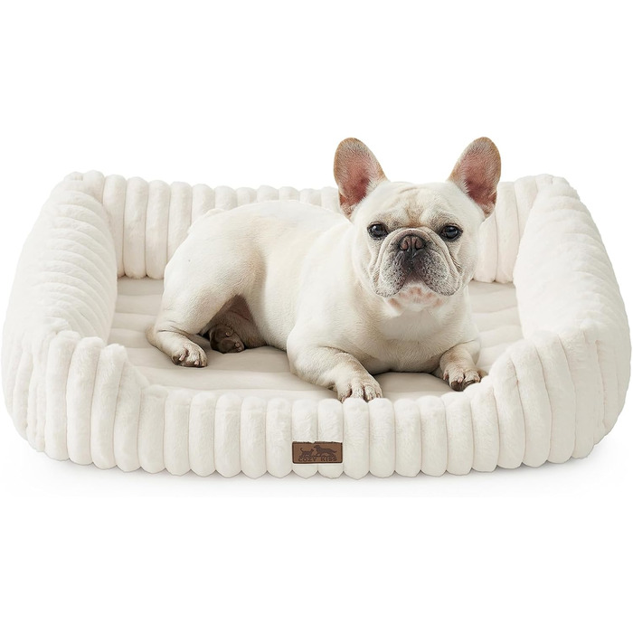 Ортопедичне собаче ліжко COZY KISS: м'яке, миється, для собак маленьких та середніх порід, бежеве, 76x58x18 см