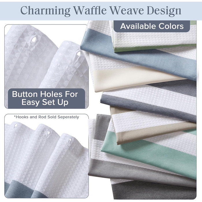 Шторка для душу Madison Park Spa Waffel з тканини, з покриттям 3M Scotchgard, 182.9 x 182.9 см, Бежевий