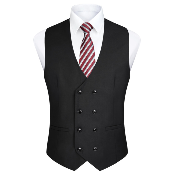 Чоловіча жилетка Enlision з дворядним застібкою та V-подібним вирізом, Slim Fit, для костюма, повсякденного, формального та ділового стилю, чорного кольору