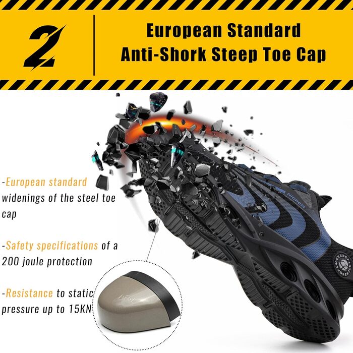 Робочі черевики Hitmars, унісекс, самозатягування, розмір 36-46 (H23, блакитний, 39 EU)