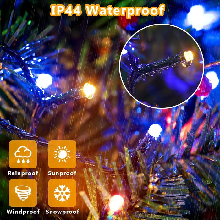 LED гірлянда на батарейках/USB, 10м, 100 LED, тепле біле світло, з таймером, вологостійка, для декору на Різдво, весілля, вечірки, балкона, саду