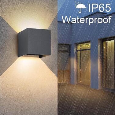 LED-водостійка настінна лампа FUPE 15W для внутрішнього та зовнішнього використання. Регульований кут світла, 3 кольори, IP65, алюміній, квадратна, чорна. Комплект 1