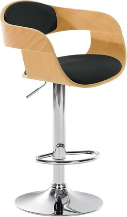 Kingston Adjustable Bar Stool with Faux Leather Seat - Natural/Black Finish