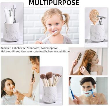 Набір аксесуарів для ванної кімнати Badezimmer Set Umlaca: мильниця, дозатор мила 350 мл, стакан для зубної пасти 320 мл, білий, для душу та умивальника