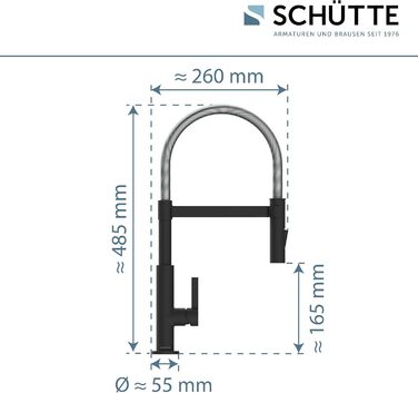 Кухонний змішувач SCHÜTTE 79147 MIAMI з висувною насадкою, поворотним гусаком 360° та Soft Touch, для раковини (хром/чорний)