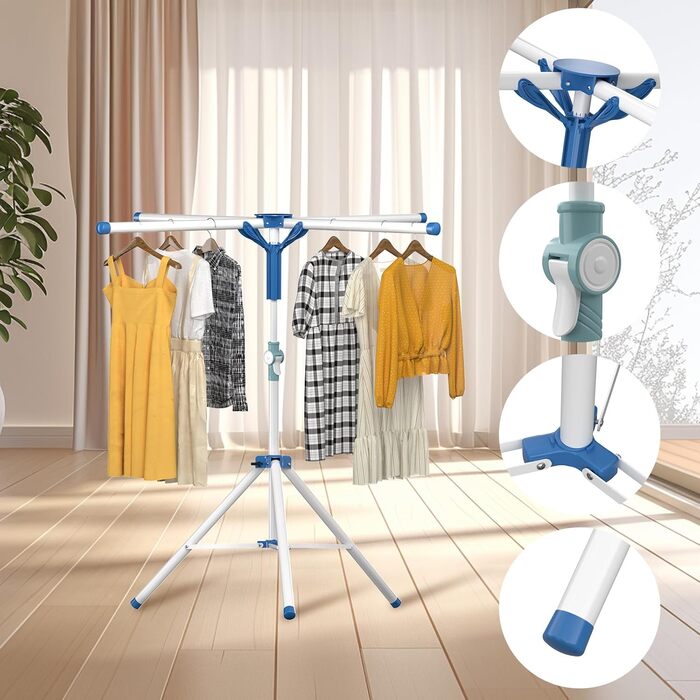 Висувний розкладний сушильник для білизни - стійка для сушіння, кемпінгова, компактна, для балкона, дому та вулиці