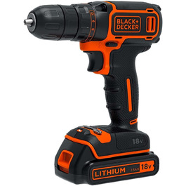 Акумуляторний дриль-шуруповерт Black+Decker BDCDC18K (18V, Li-Ion, LED, планетарне передаточне число, SoftGrip)