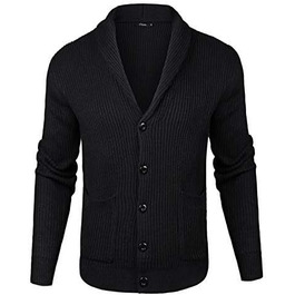 iClosa Кардиган чоловічий з V-подібним вирізом, легкий, в'язаний, з ґудзиками, чорний (Y-schwarz), XL