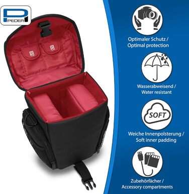 Сумка для камери PEDEA 'Essex' з захисною плівкою для дисплея (M, Червоний)