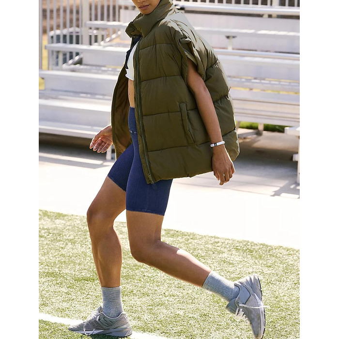 Зимова жилетка для жінок великого розміру, стегана, легка, з високим коміром, без рукавів, з утеплювачем, пуховик, куртка з кишенями, армійний зелений XL
