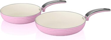 Swan 5-Piece Frying Pan Set, Retro Design, Aluminum, 29.5x47x18 cm (Rose)