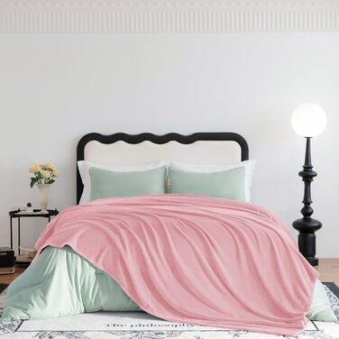 CozyLux пухнаста ковдра для дивана 150x200 см - тепла, м'яка, легка, для 4 сезонів. Ковдра для дивана/ліжка/крісла, флісова ковдра 150x200 см (130x150 см, Рожева)