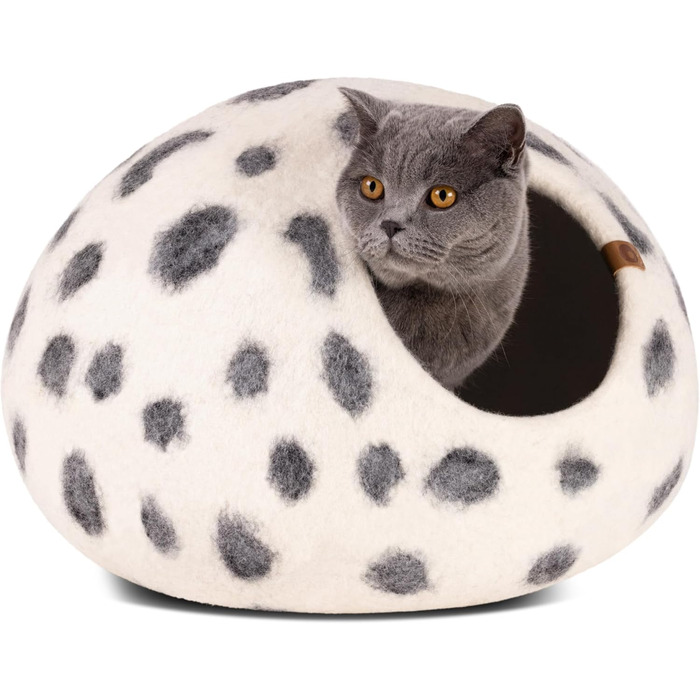 Кішка лежанка Meowfia, м'яка, з мериносової вовни, для котів та кошенят (Сірий), розмір M
