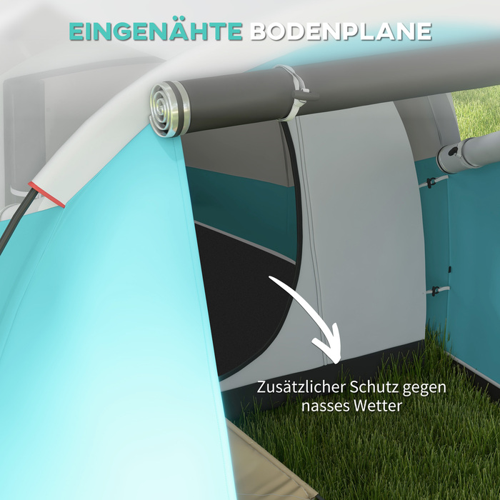 Намет Outsunny Tunnelzelt на 5 осіб, 180H x 460L x 230W см, стійкий до УФ-випромінювання, з кілками, відтяжками, сумкою для перенесення, водовідштовхувальний, Синій | Aosom